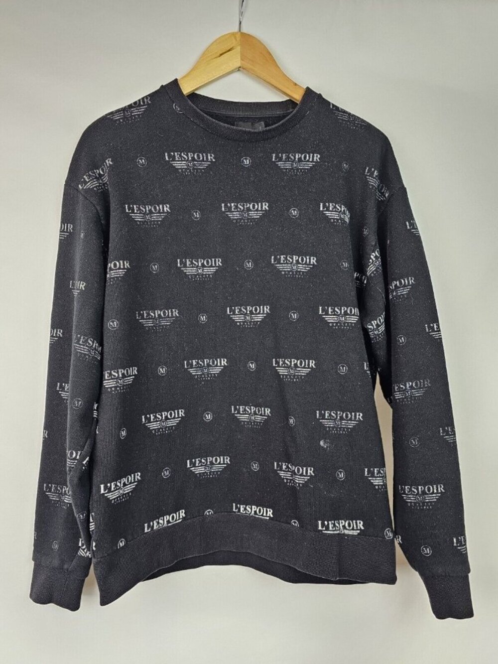 ASOS Men's Sweatshirt Size Small Black L'espoir Long Sleeve Fleece Shirt